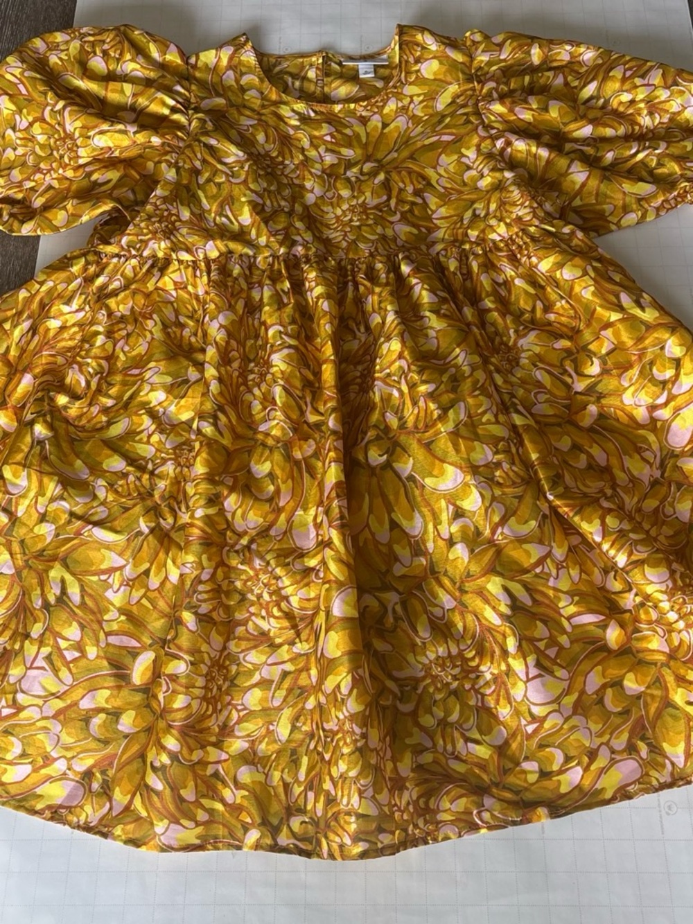 Kika Vargas Yellow and Pink Floral Dress